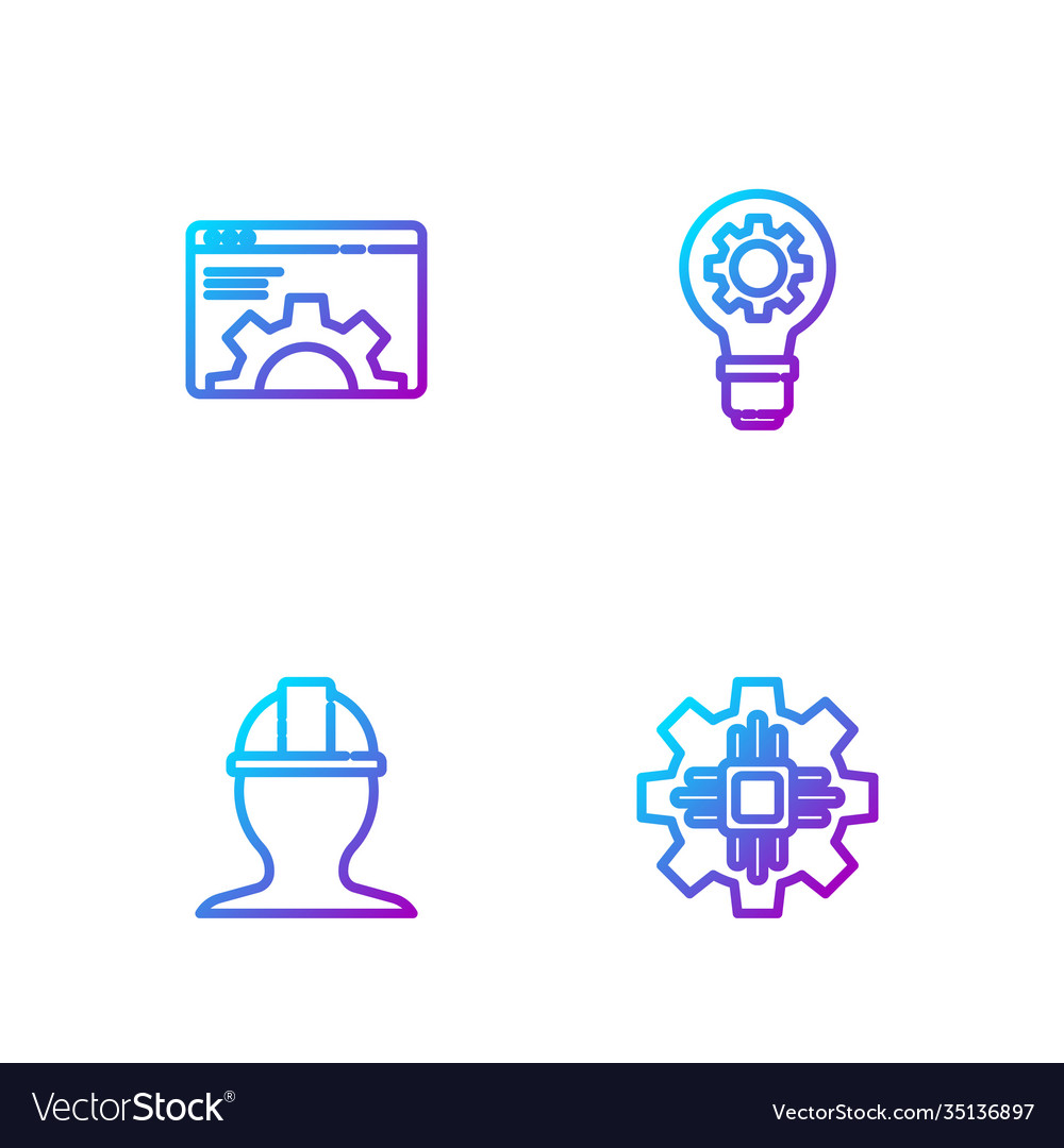 Set line processor worker safety helmet browser vector image Set line processor worker safety helmet browser