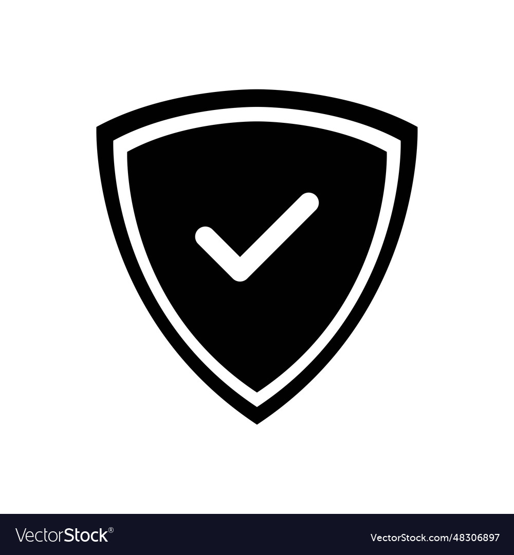 Shield with check mark icon tick approved vector image Shield with check mark icon tick approved