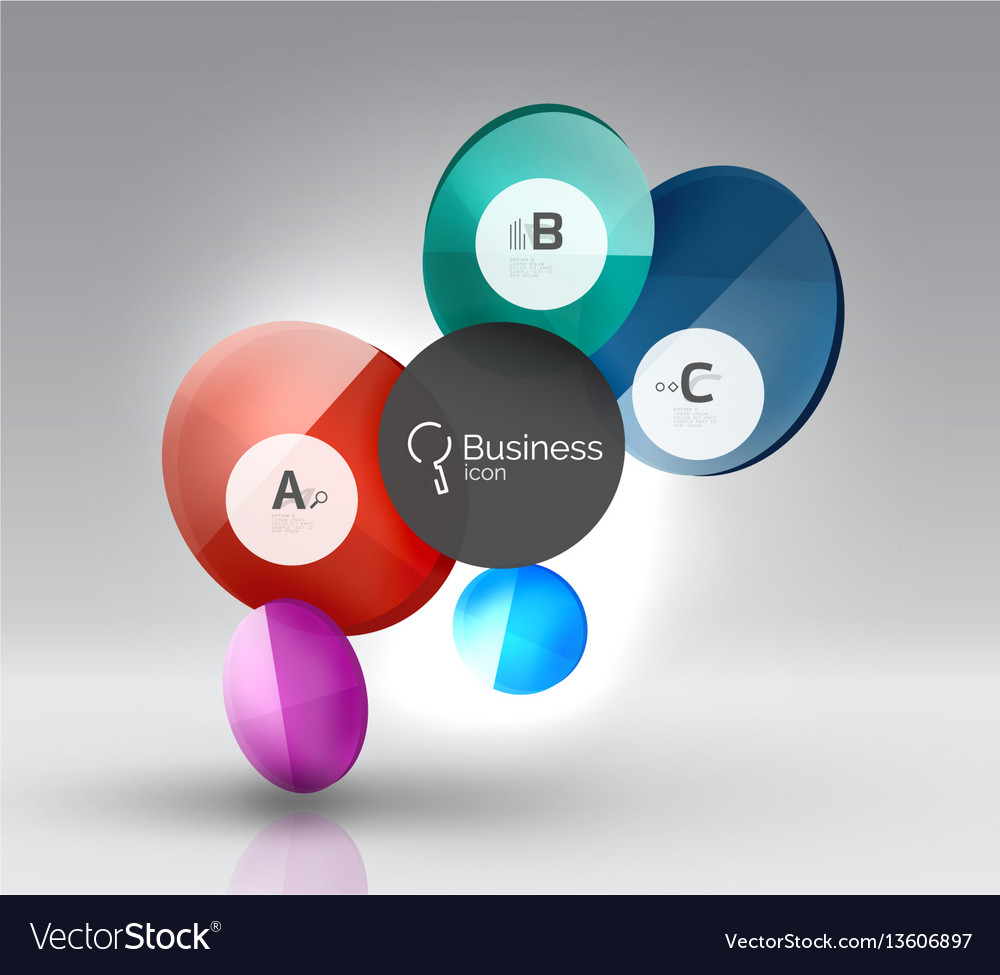 Shiny circles with text in 3d space vector image Shiny circles with text in 3d space