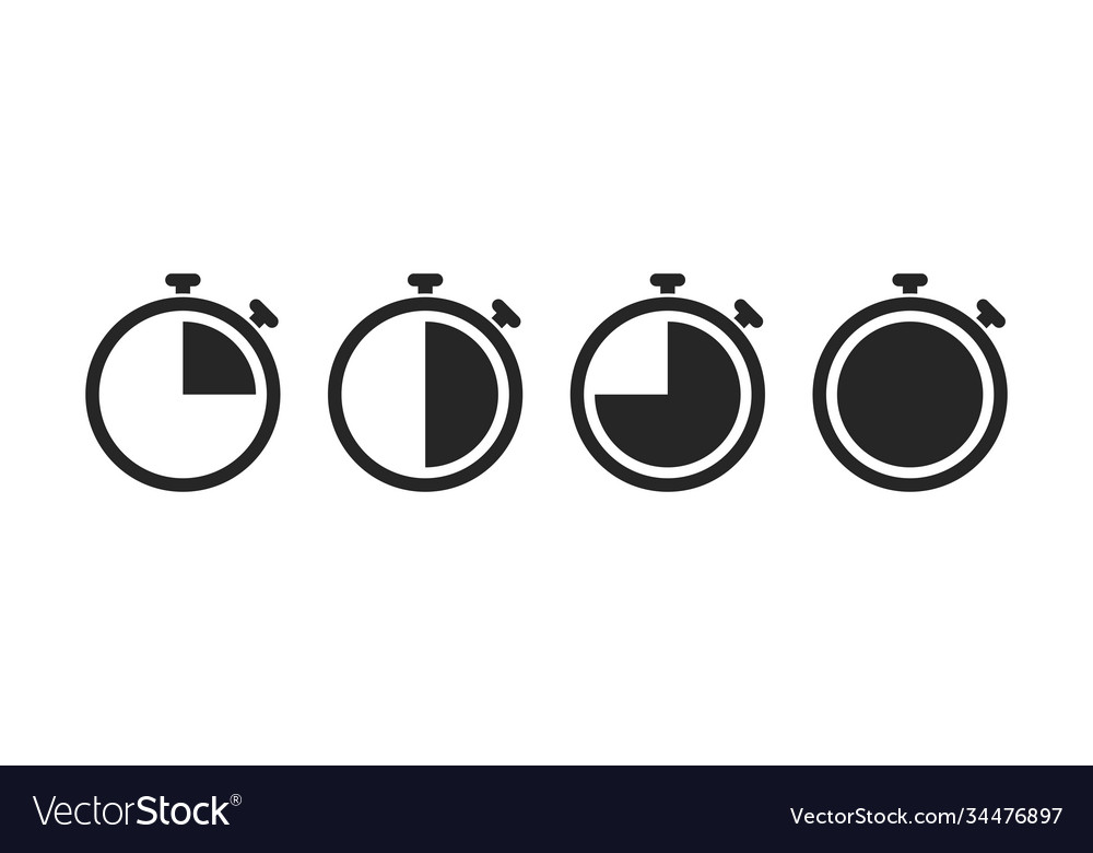 Stopwatch icons in black transparent countdown Vector Image