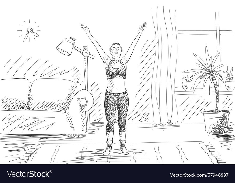 Woman doing yoga standing with hands raising up