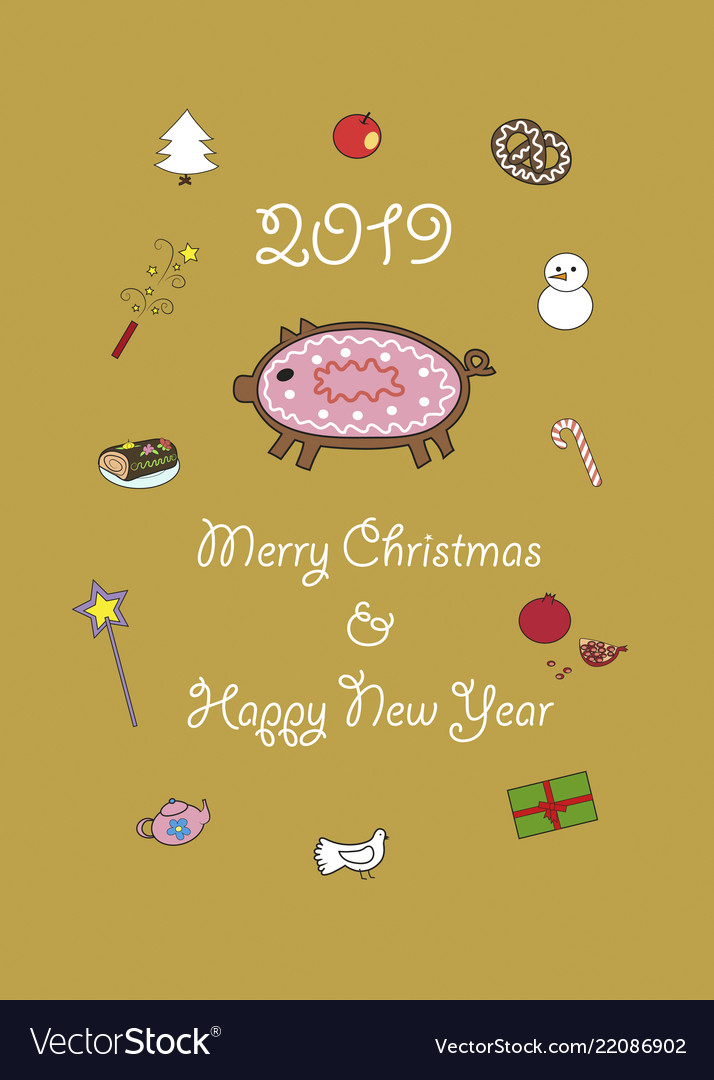 2019 year of the pig sweet cookies royalty free vector image 2019 christmas cookies