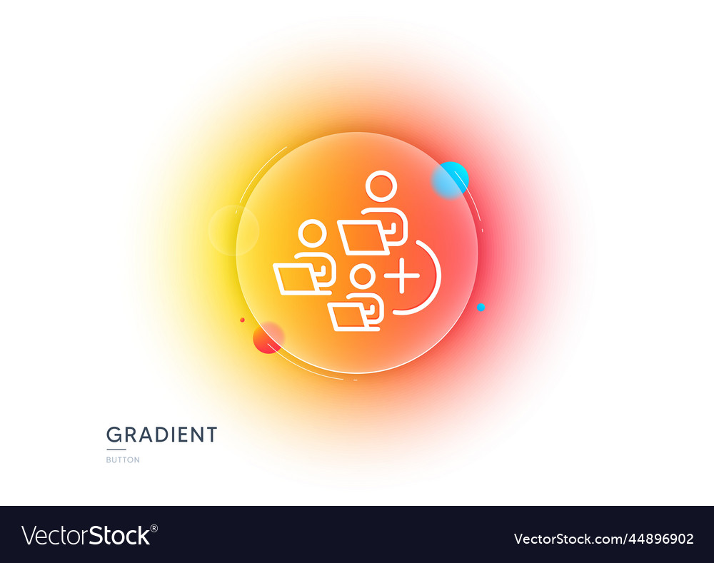 Add team line icon teamwork sign gradient blur