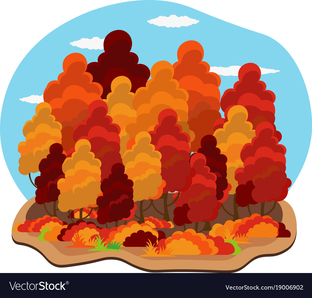 Autumn colorful trees hello