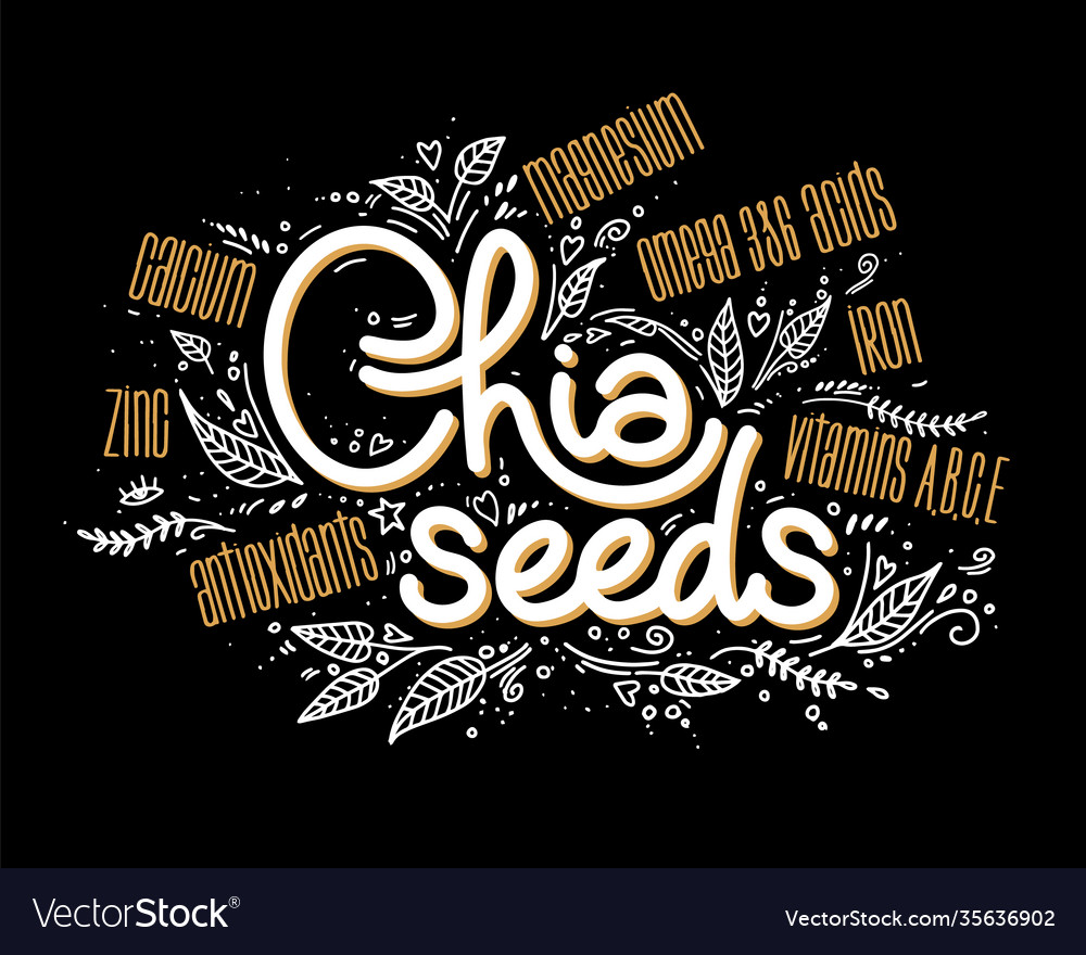 Chia seeds logo with beneficial features