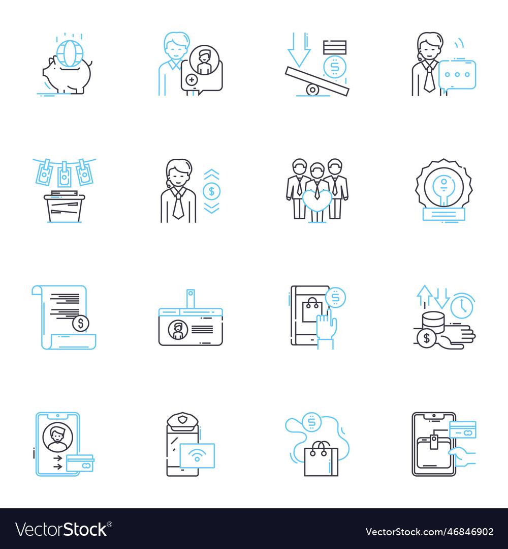 Digital contracts linear icons set e-contracts vector image Digital contracts linear icons set e-contracts