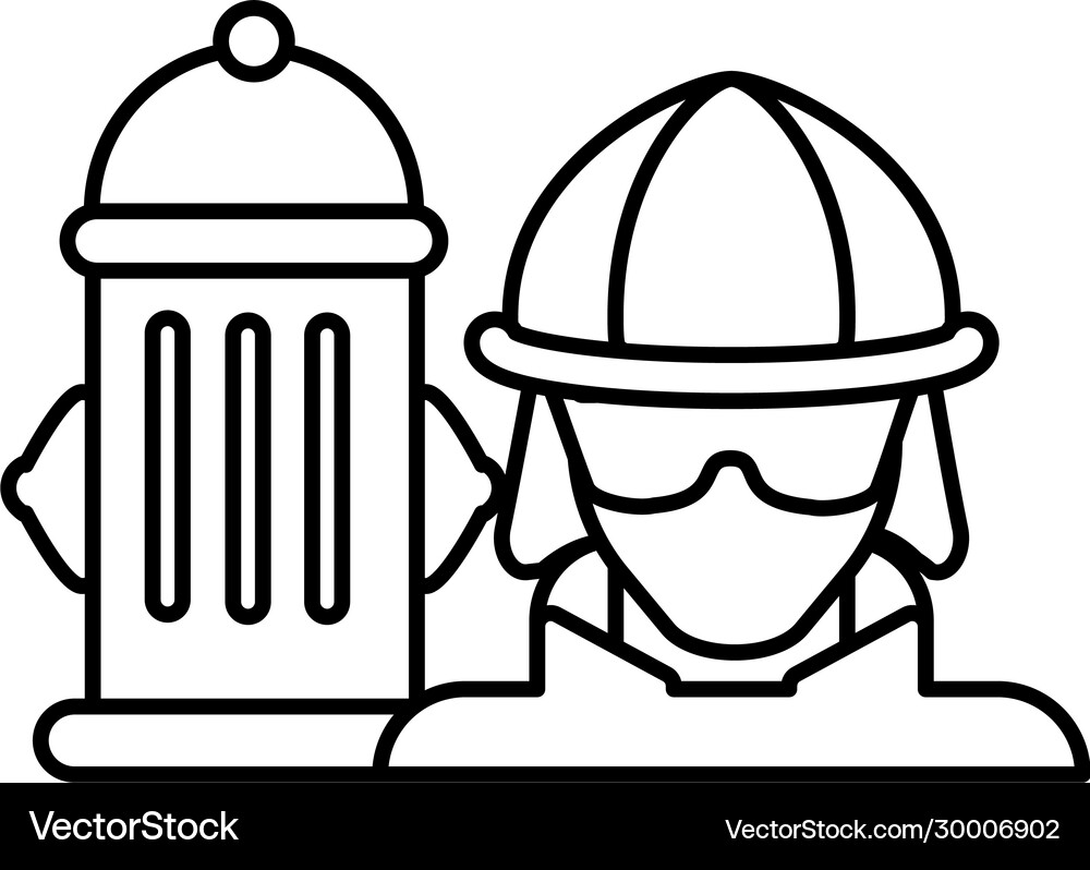 Firefighter with fire hydrant on white background Vector Image