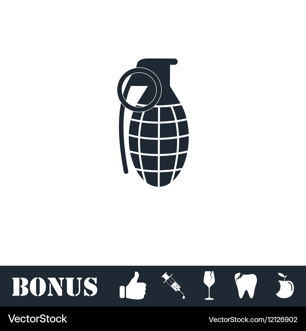 Hand grenade icon flat Royalty Free Vector Image