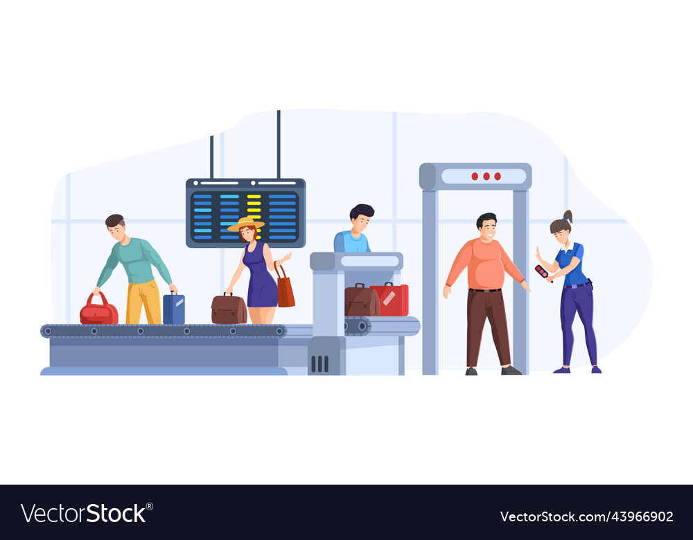 Passengers passing through scanner checkpoint