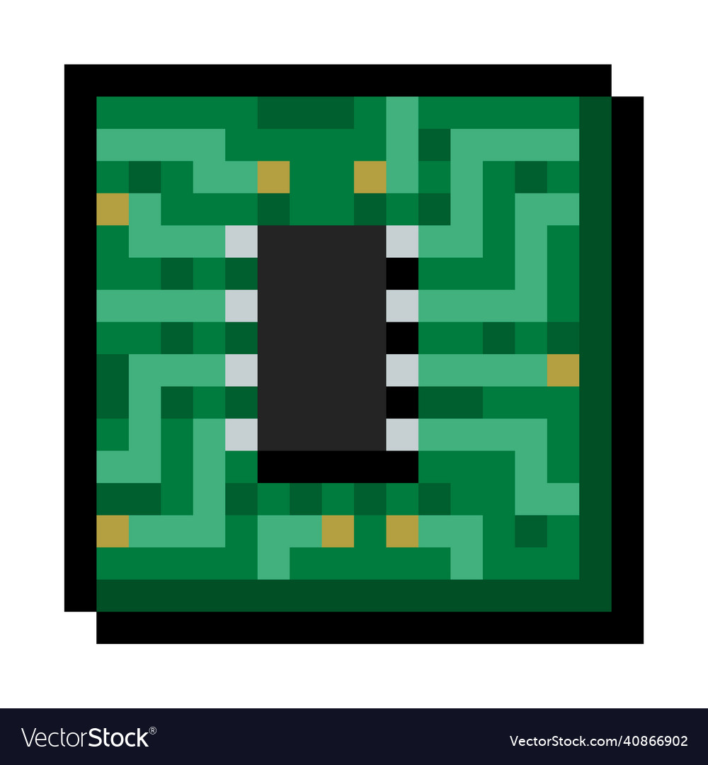 Pixel 8 bit silicon chip - isolated Royalty Free Vector