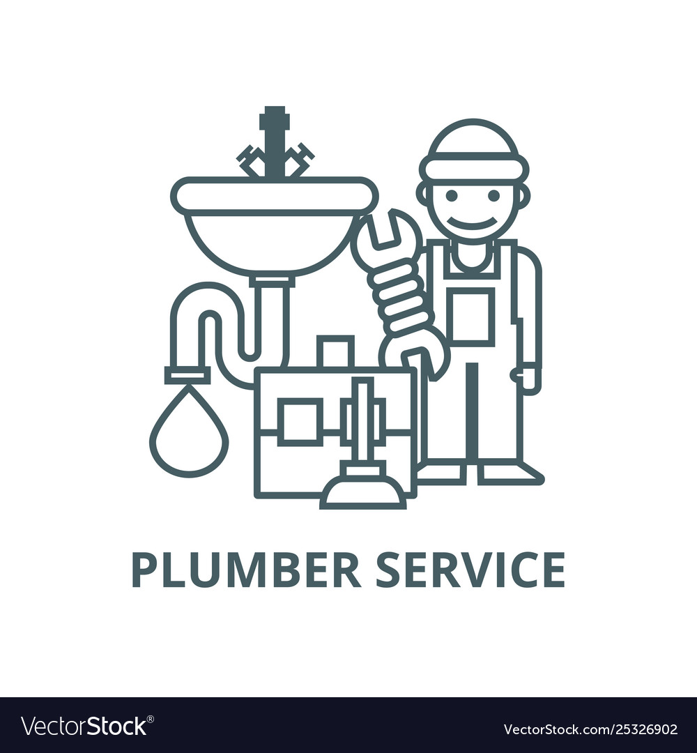 Plumber servicetoolssink line icon Vector Image Plumber servicetoolssink line icon