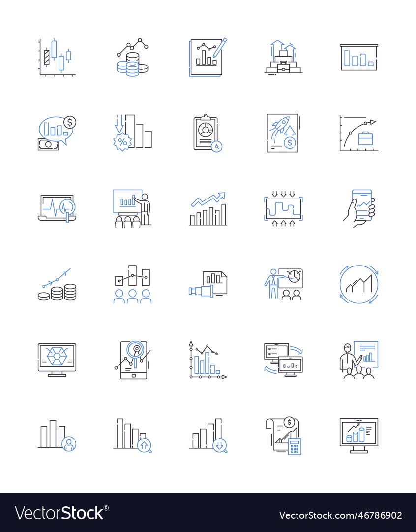 Quantitative analysis line icons collection Vector Image