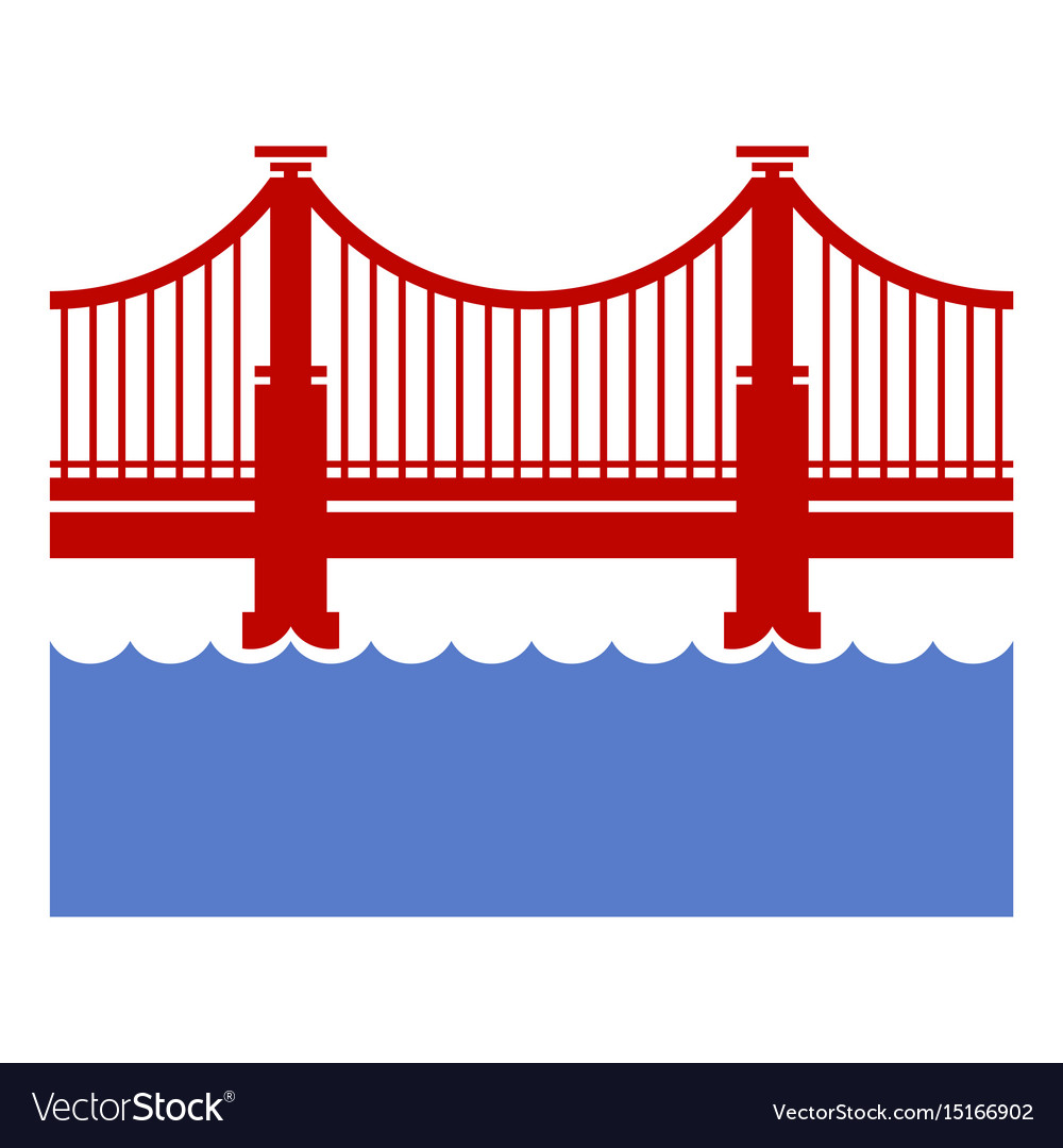 Download Red bridge icon over river Royalty Free Vector Image