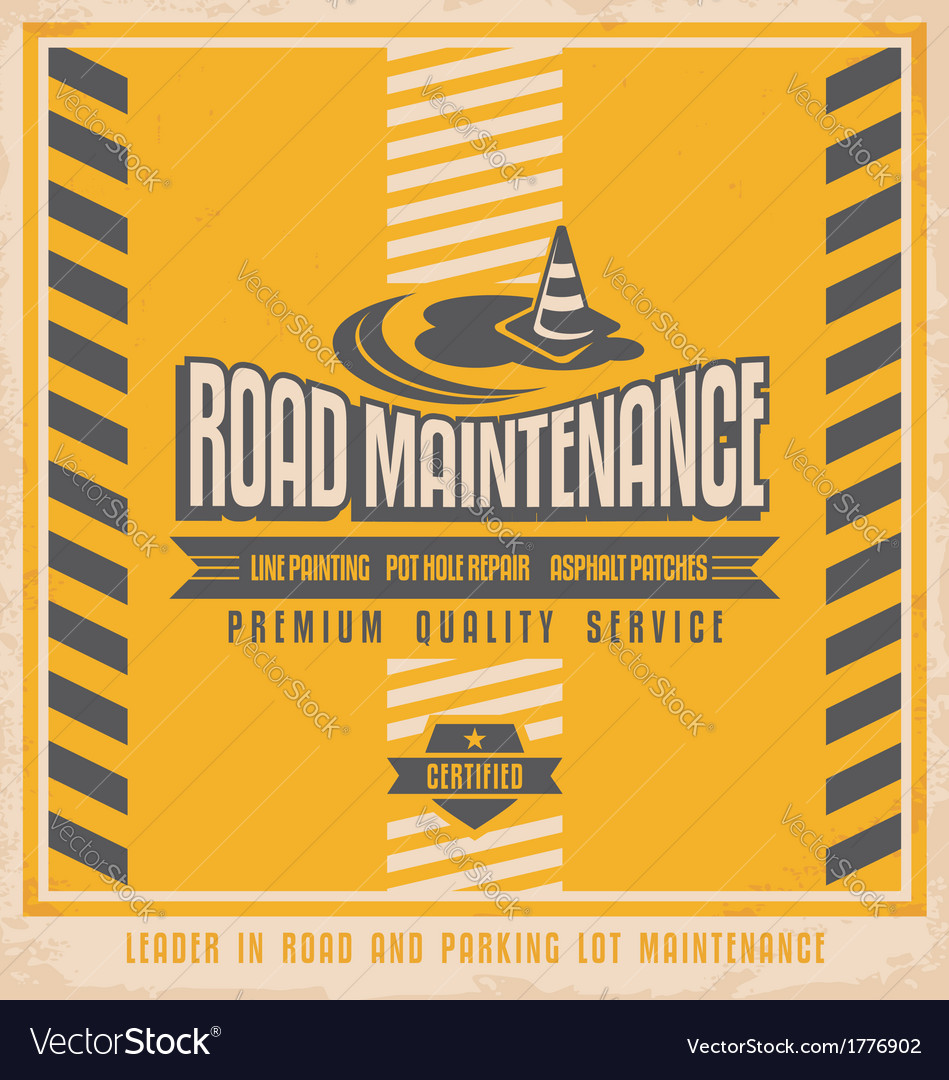 Road construction vintage poster design concept