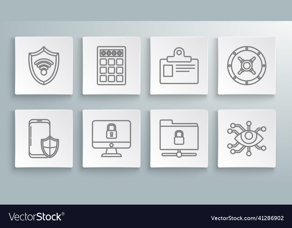 Set line smartphone with security shield lock vector image Set line smartphone with security shield lock