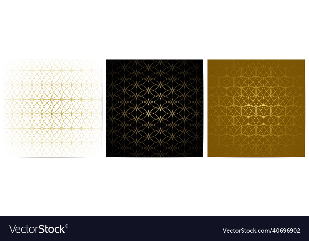Set of geometric pattern with circle gold lines vector image Set of geometric pattern with circle gold lines