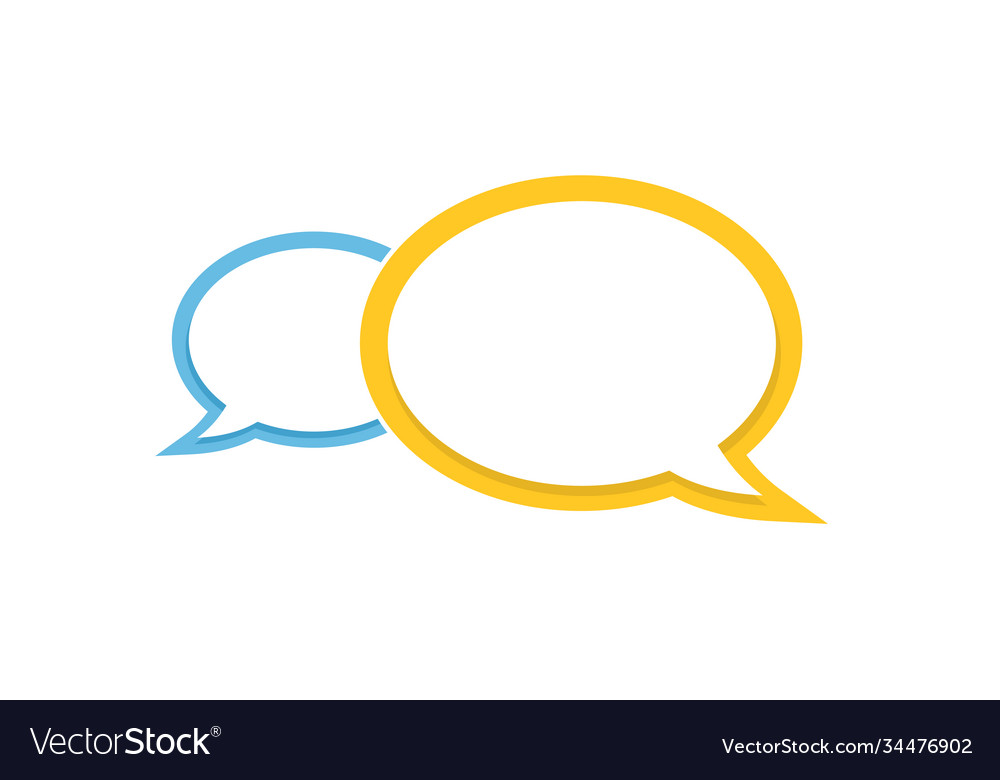 Speech bubble in blue and yellow dialog message