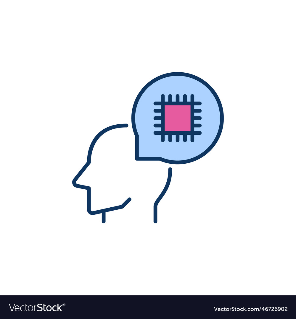 Speech bubble with cpu and head concept colored