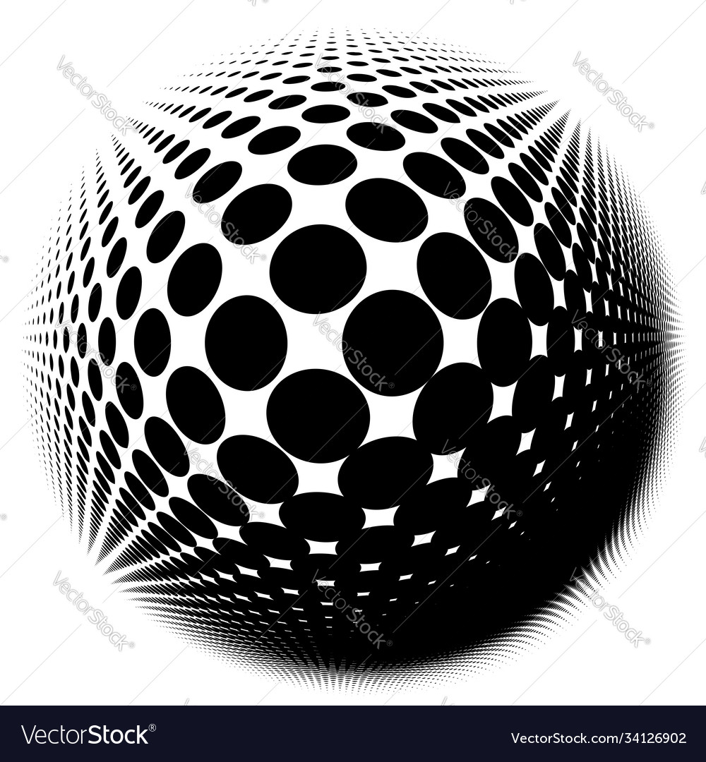 Spherical distortion halftone dots element orb vector image Spherical distortion halftone dots element orb