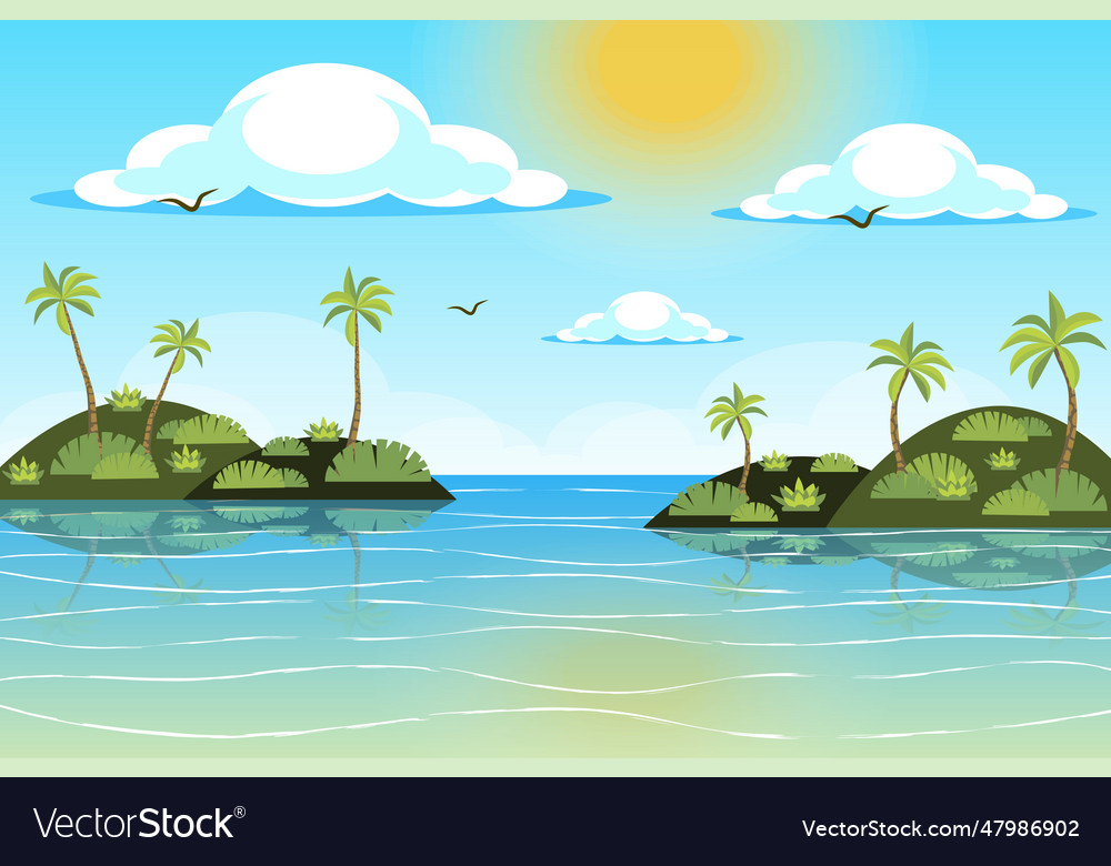Sun shines over tropical islands landscape