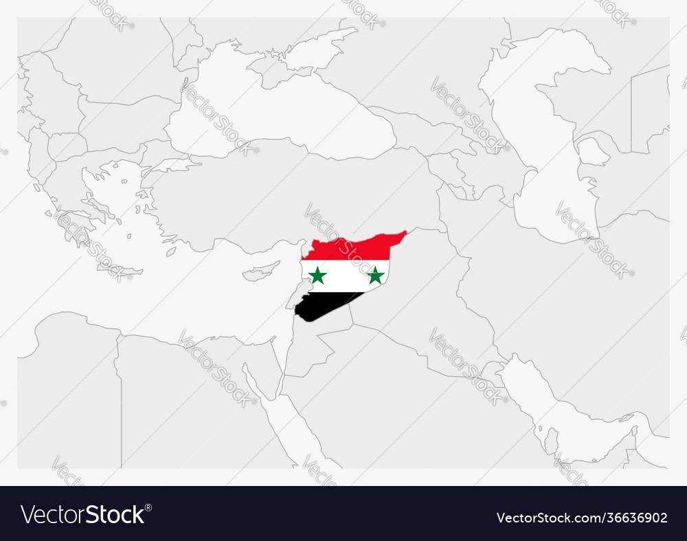 Syria map highlighted in flag colors vector image Syria map highlighted in flag colors