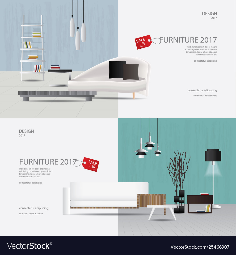 2 Banner Furniture Sale Design Template Royalty Free Vector