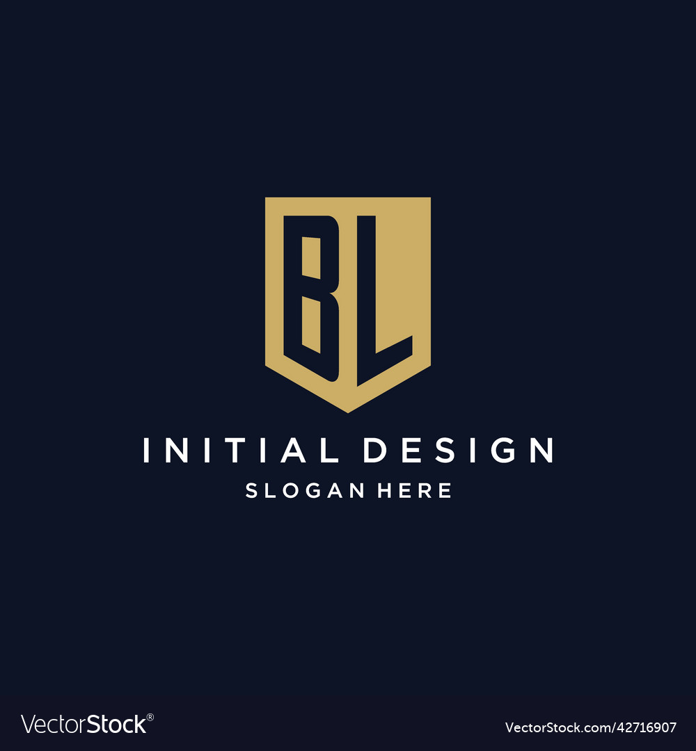 Bl monogram initials logo design with shield icon