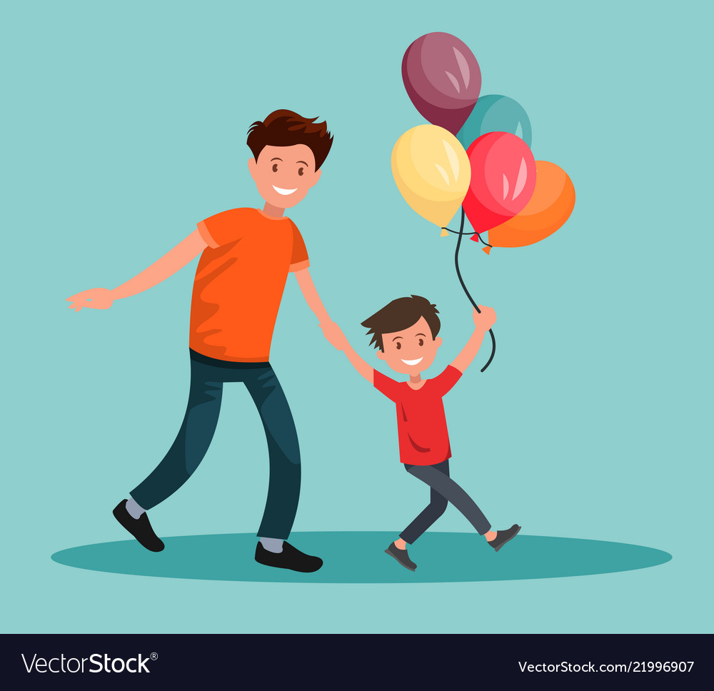 Children s festival father and son have fun Vector Image