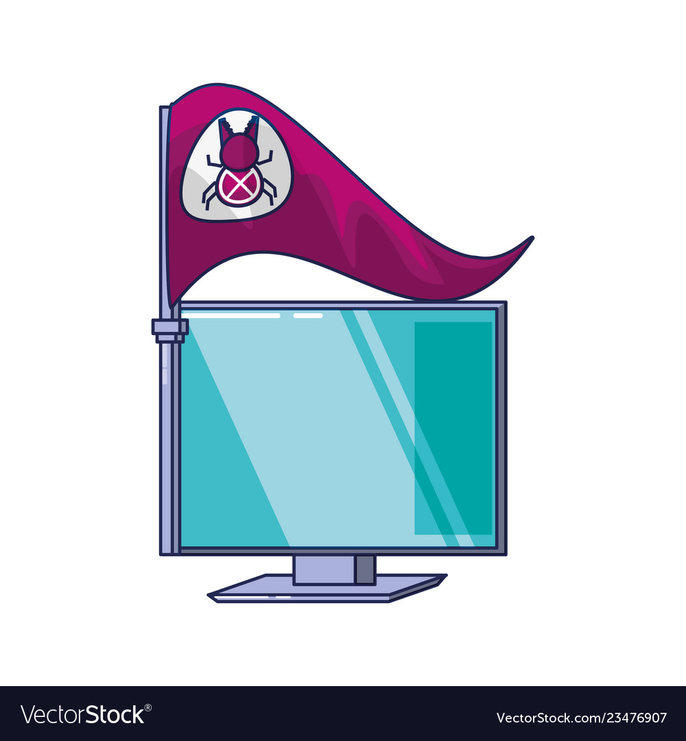 Computer with flag bug virus infection