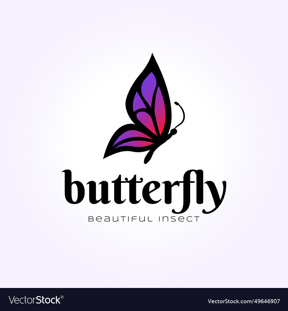 Elegant blue butterfly logo vintage beauty