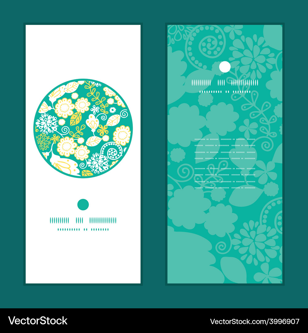 Emerald flowerals vertical round frame Royalty Free Vector