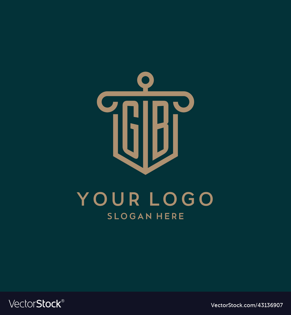 Gb monogram initial logo design with shield