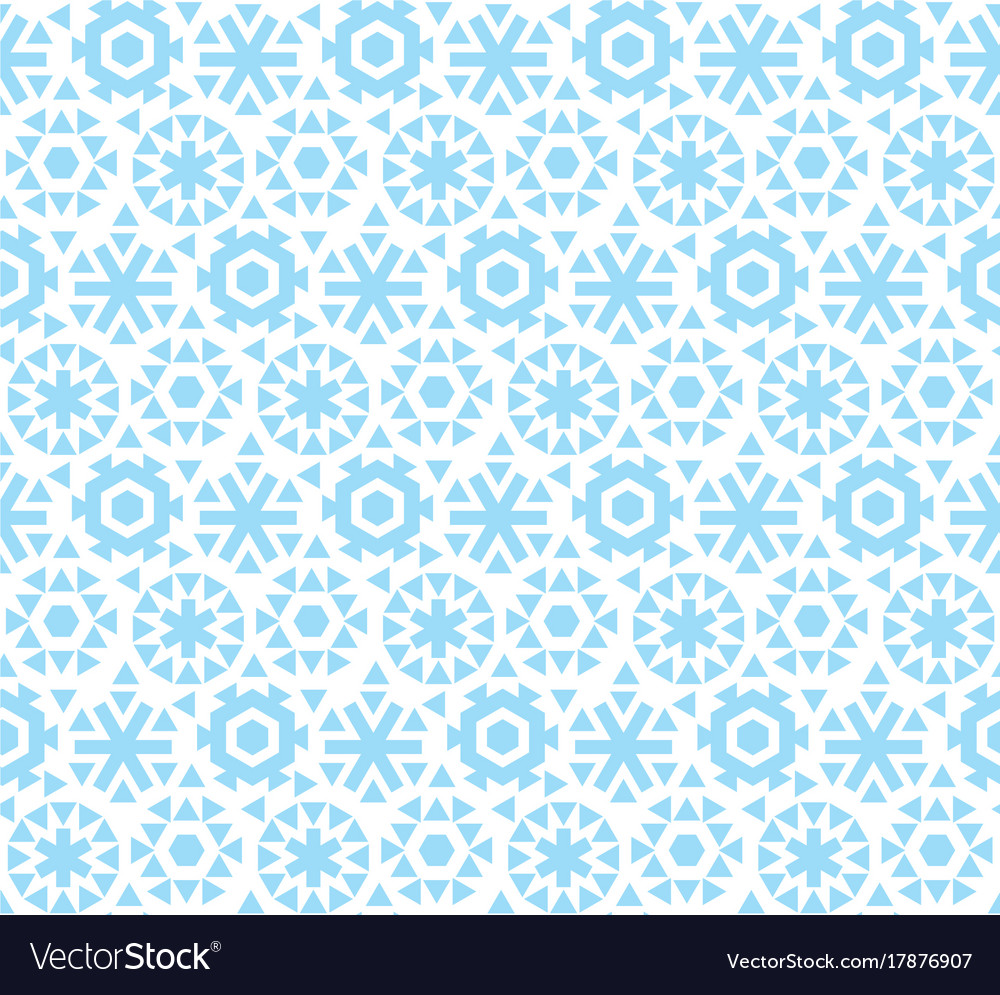 Geometric flat snowflake seamless pattern