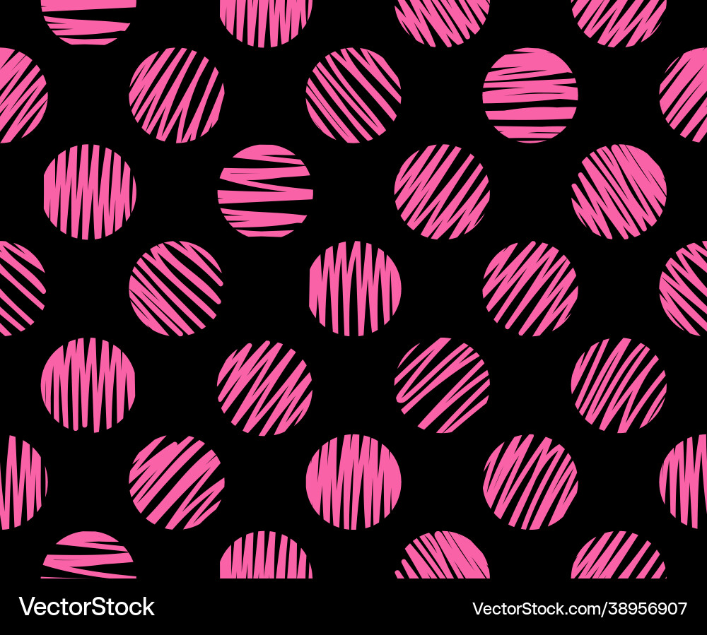Hand drawn pink circles brush lines seamless Vector Image