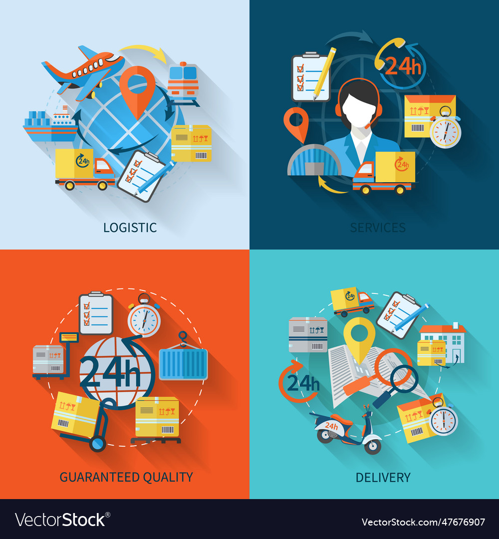Logistic icons set flat