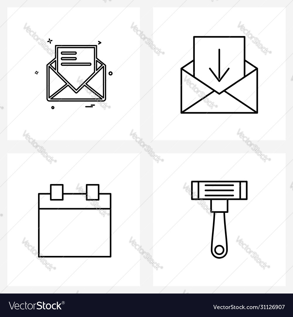 Modern style set 4 line pictograph grid based