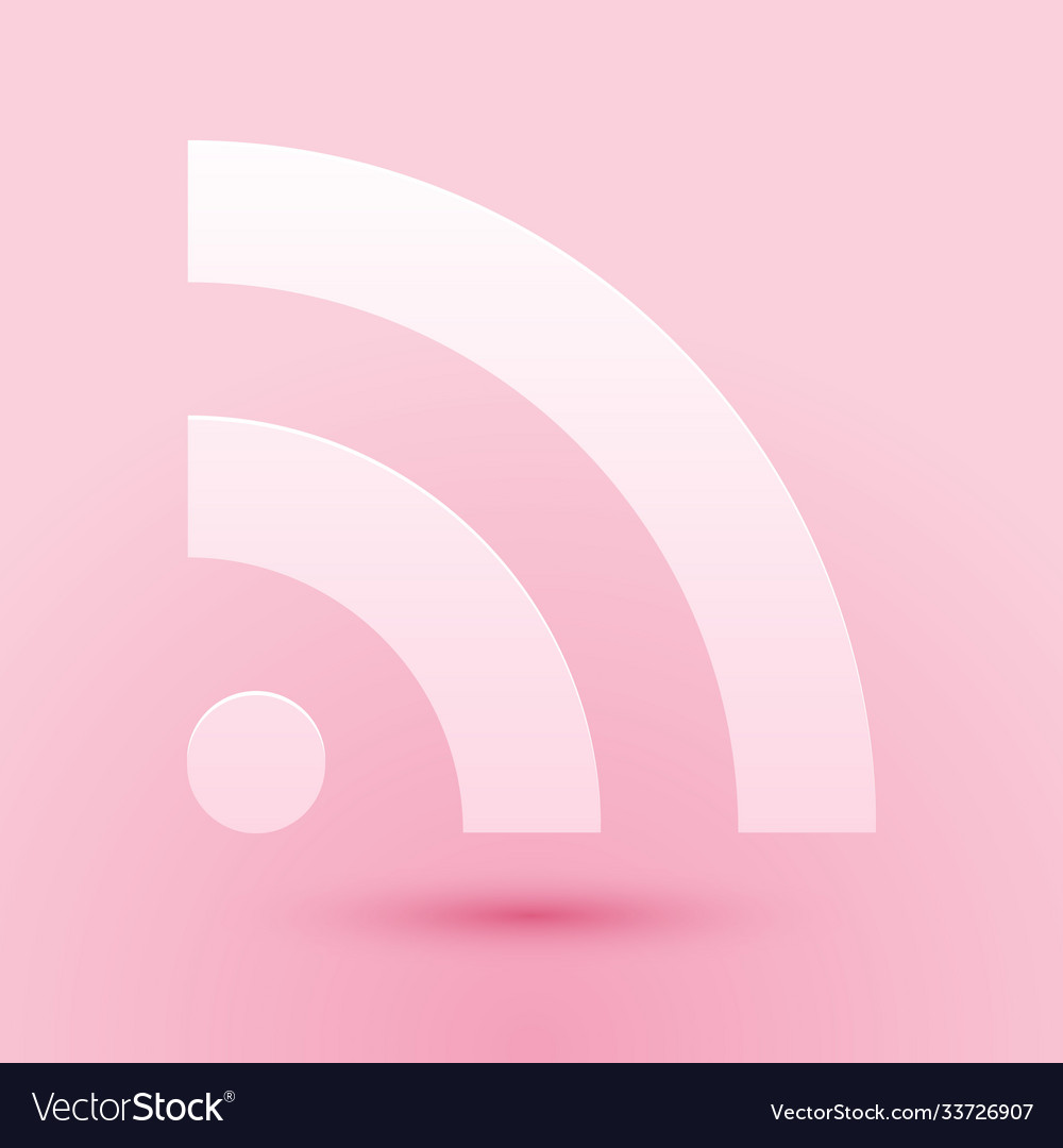 Paper cut rss icon isolated on pink background