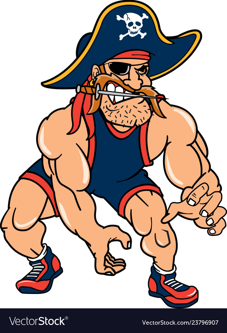 Pirate sports logo mascot wrestling Royalty Free Vector