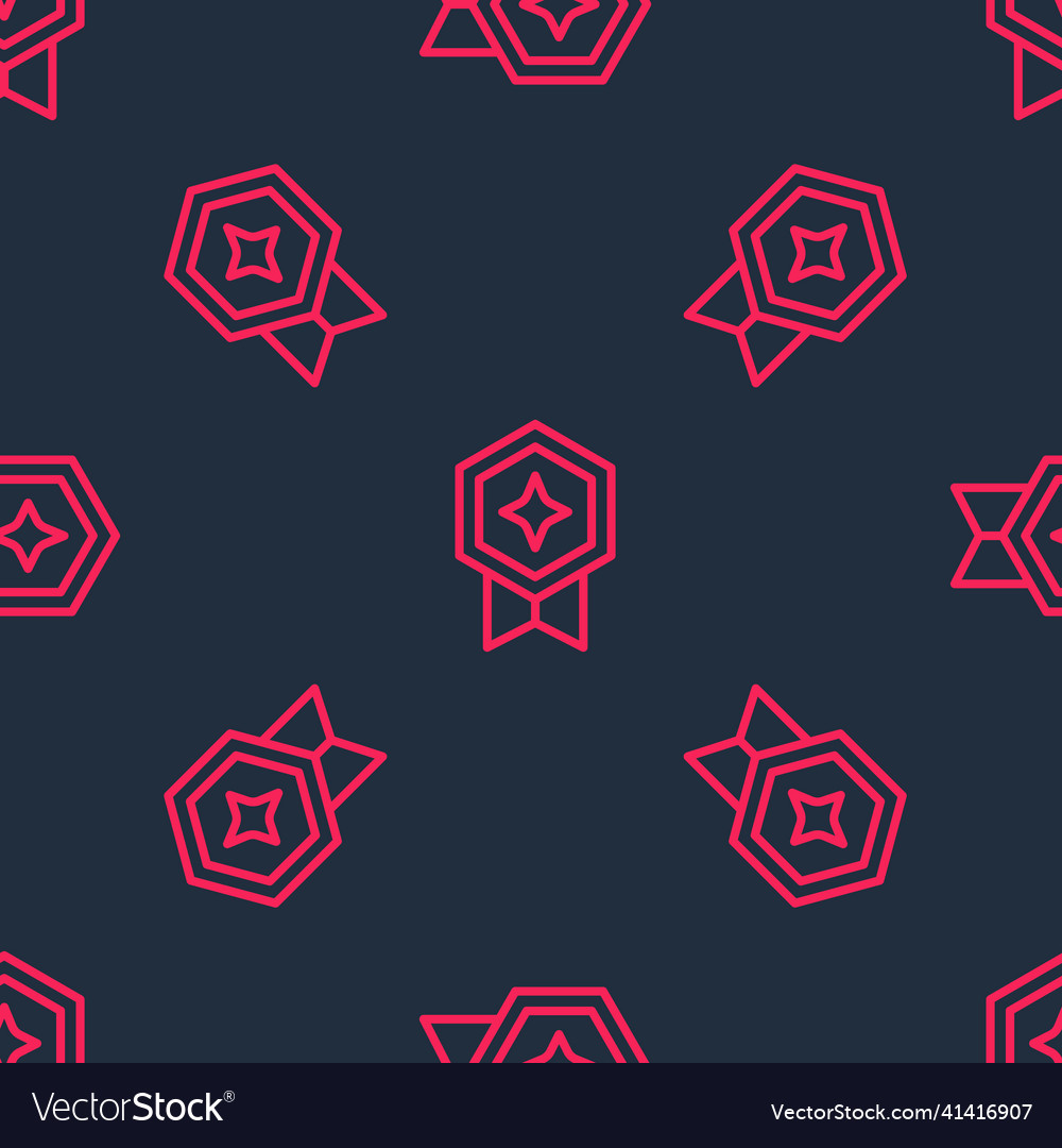 Red line game rating with medal icon isolated Vector Image Red line game rating with medal icon isolated