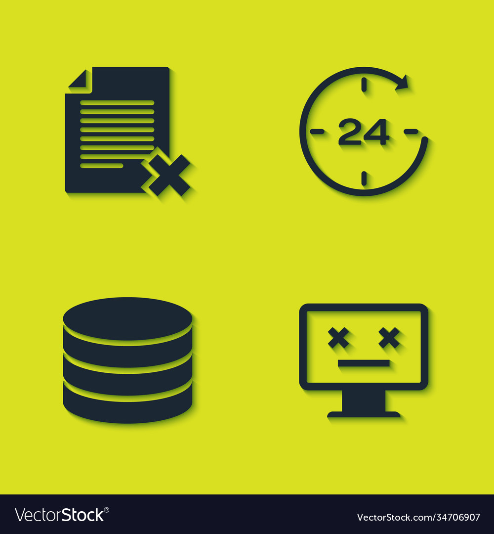 Set delete file document dead monitor database vector image Set delete file document dead monitor database
