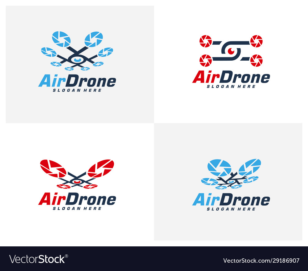 Set drone logo design template photography