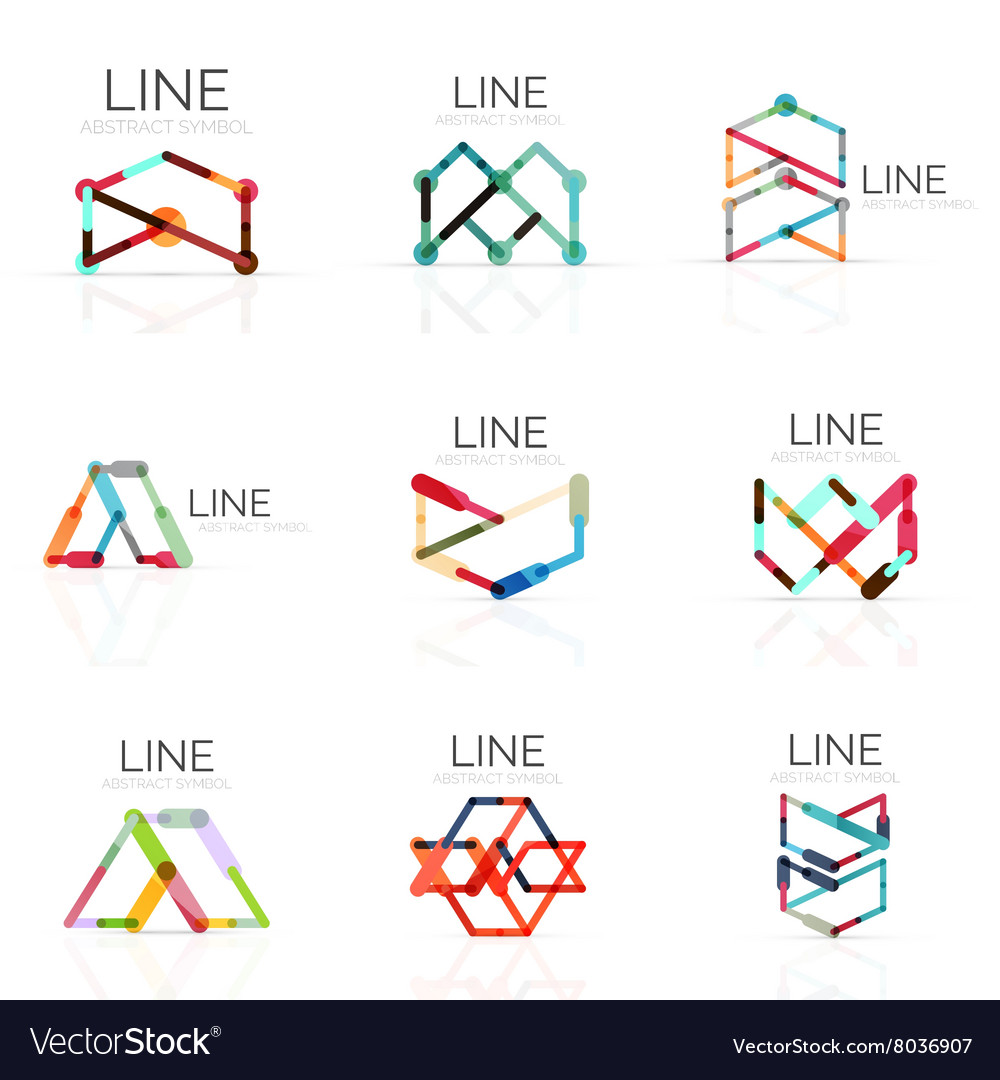 Set of linear abstract logos connected