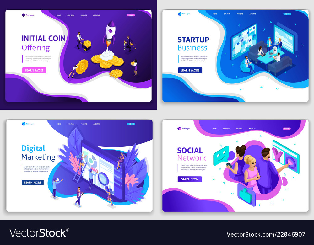 Set of web page design templates for website vector image Set of web page design templates for website