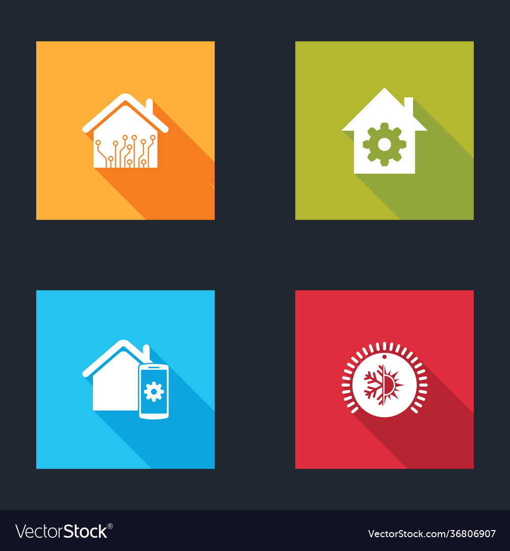 Set smart home settings remote control system vector image Set smart home settings remote control system