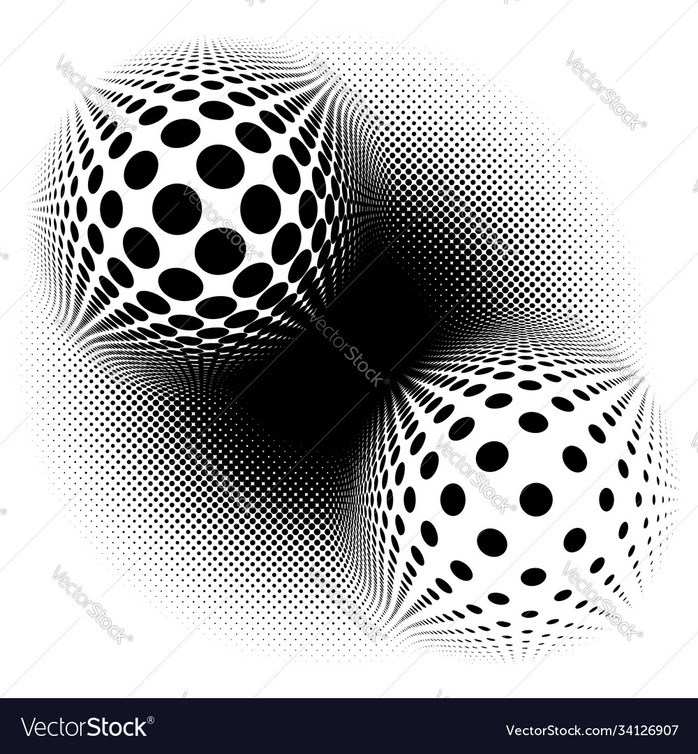 Spherical distortion halftone dots element orb