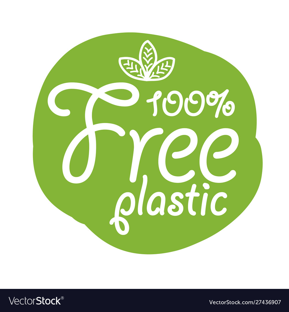 Stickers with text - plastic free product sign