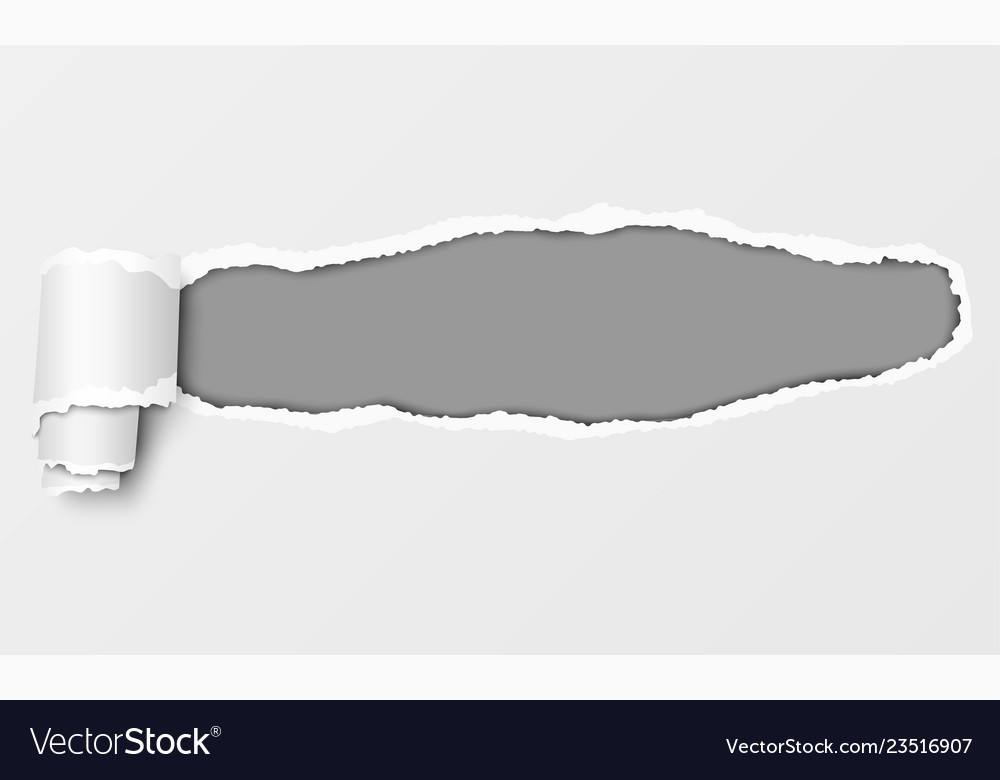 Torn hole in white paper with curl vector image Torn hole in white paper with curl