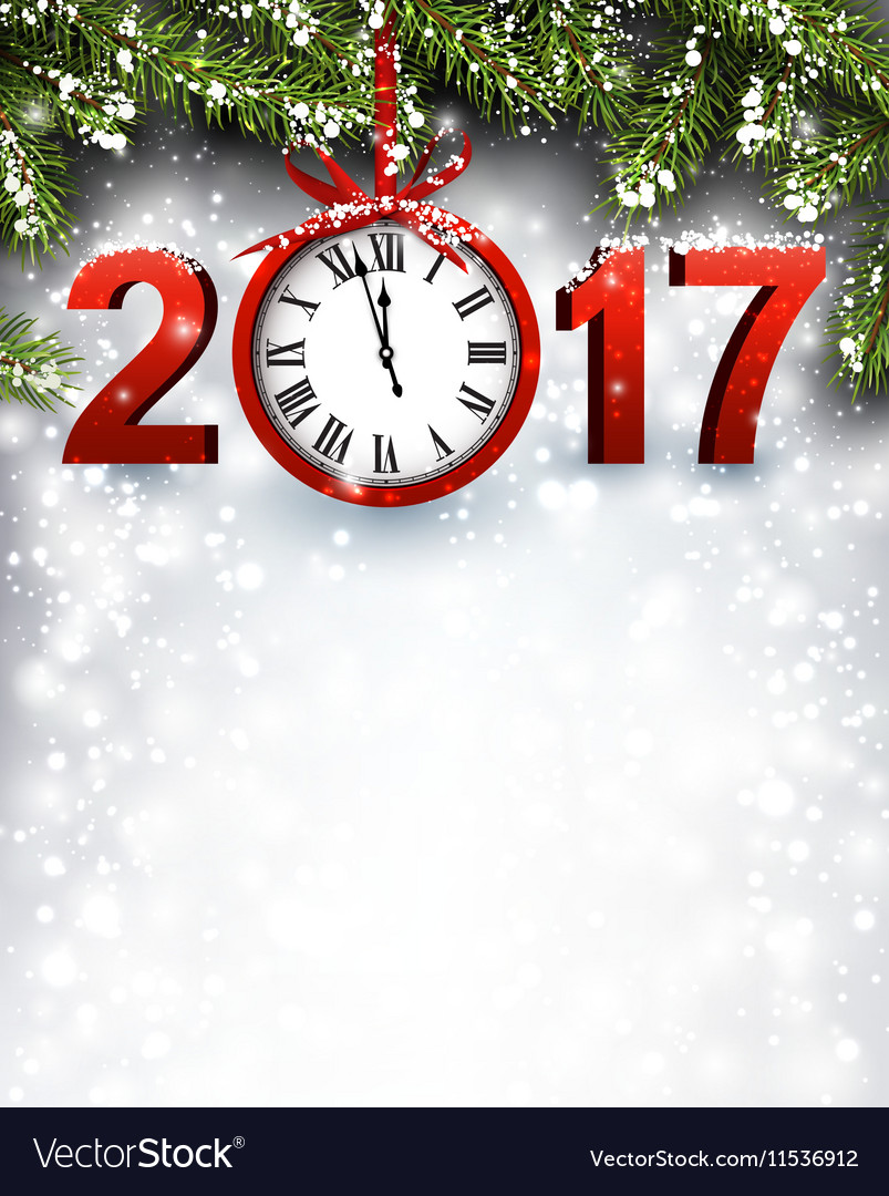 2017 new year background with clock