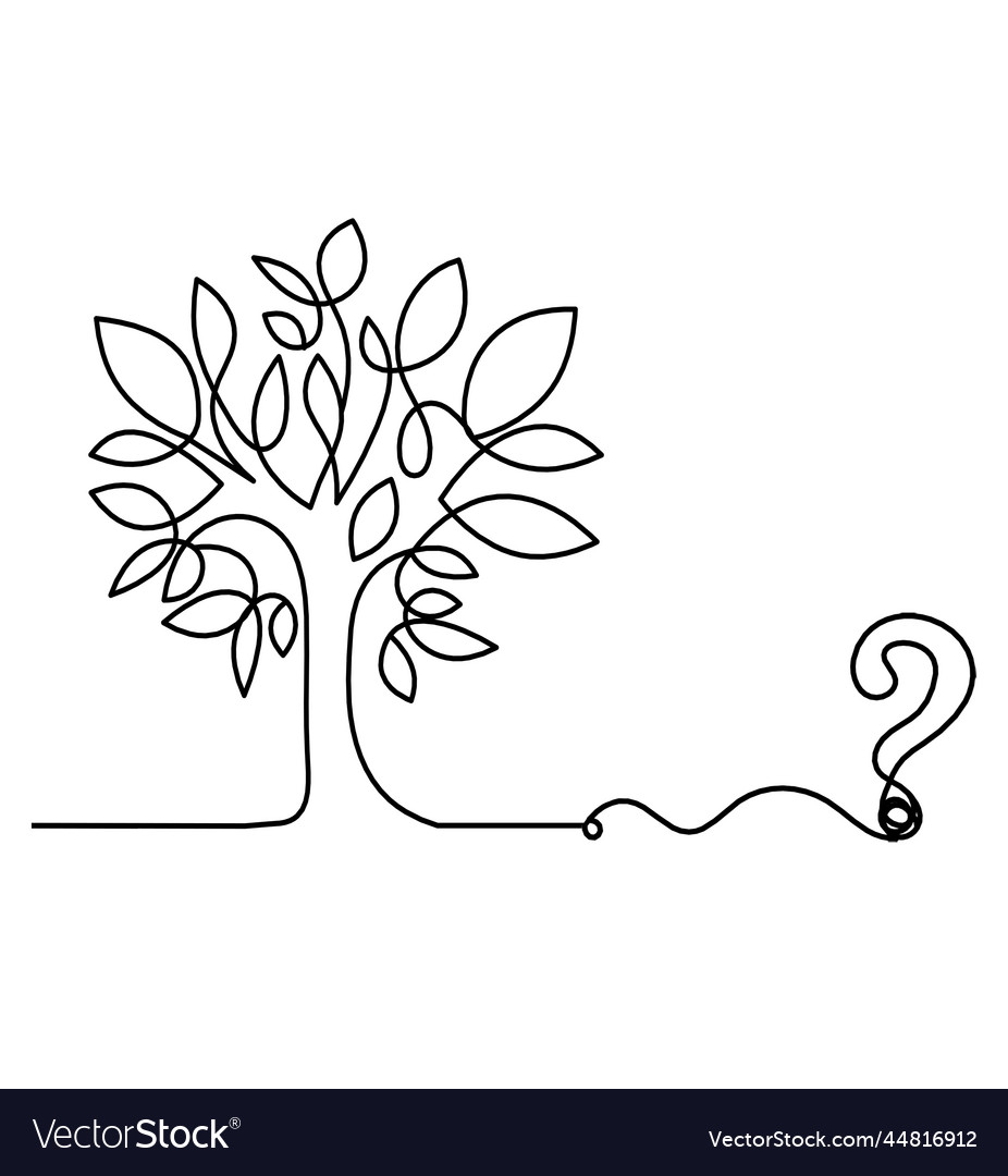 Abstract tree with question as line drawing vector image Abstract tree with question as line drawing