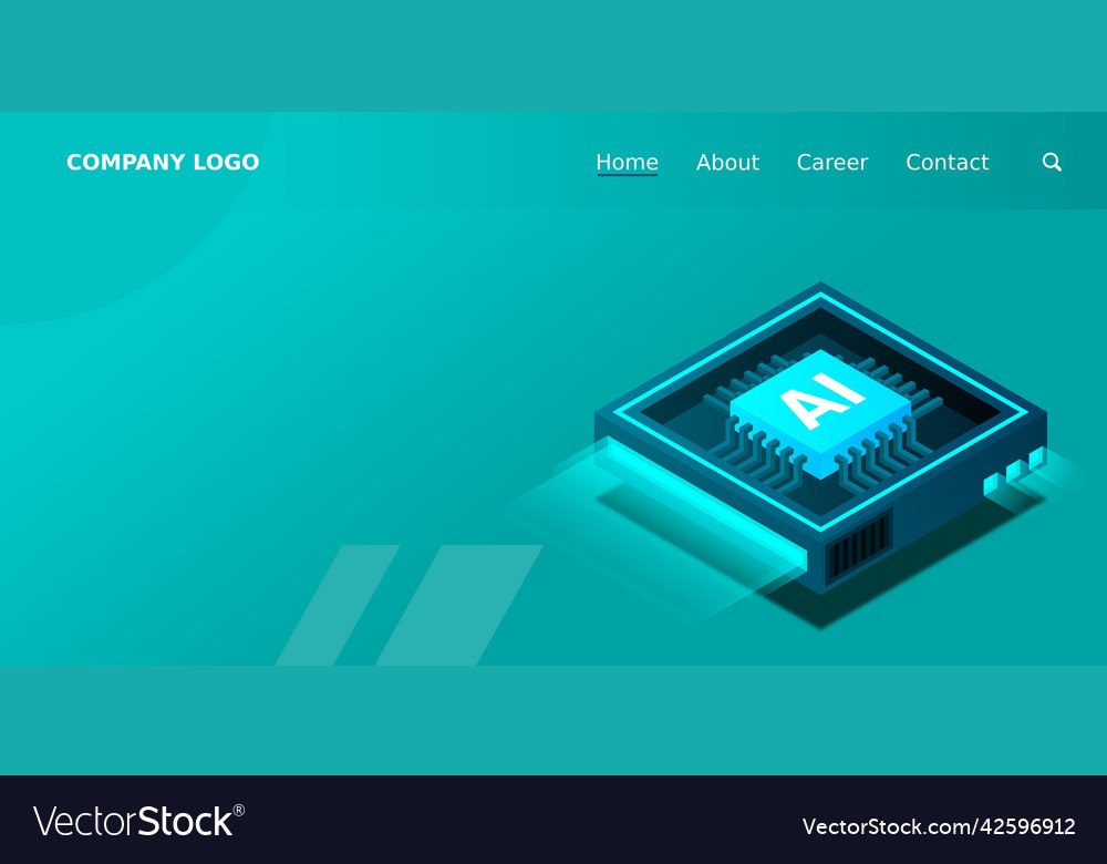 Artificial intelligence ai web banner isometric vector image Artificial intelligence ai web banner isometric